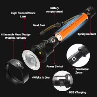 Rechargeable Led Flashlights High Lumens, Xhp70 Lamp Beads 90000 Lumens Super Bright Waterproof Flashlight With Batteries Included & 3 Modes, Powerful Handheld Flashlight For Camping Emergencies