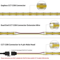 Pautix 10Mm Connectors For Cct Cob Led Strip Light 3 Pin Solderless Terminal Extension Connection Kit 4Pcs Dual End Extension Co