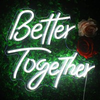 Looklight Better Together Neon Sign,Neon Sign For Room,Wedding Neon Sign,White Led Neon Light Usb Connectivity, Neon Signs For Wall Decor,Led Signs For Decor,Wedding,Engagement Party,Bedroom Decor