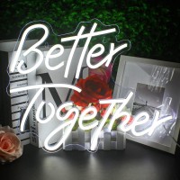 Looklight Better Together Neon Sign,Neon Sign For Room,Wedding Neon Sign,White Led Neon Light Usb Connectivity, Neon Signs For Wall Decor,Led Signs For Decor,Wedding,Engagement Party,Bedroom Decor