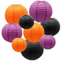 Paper Lanterns Decorative Party Supplies Purple Orange Black Hanging Lanterns For Halloween Party Decoration Graduation Child