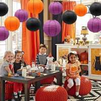 Paper Lanterns Decorative Party Supplies Purple Orange Black Hanging Lanterns For Halloween Party Decoration Graduation Child