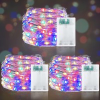 Turnmeon [ Timer 3 Set Christmas Fairy Lights, Total 120 Led, Colorful Battery Powered Copper Wire Fairy Lights, Christmas Decoration Outside Yard Party Home Indoor Outdoor, 13 Ft 40 Led Each