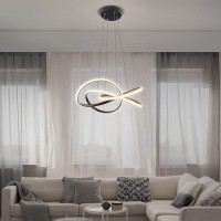 Modern Led Ceiling Pendant Light 64W Led Spiral Design, Dimmable Pendant Light With Remote Control, Height Adjustable Chandelier Light, For Living Room, Bedroom, Dining Room, Kitchen Island (C)