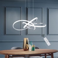 Modern Led Ceiling Pendant Light 64W Led Spiral Design, Dimmable Pendant Light With Remote Control, Height Adjustable Chandelier Light, For Living Room, Bedroom, Dining Room, Kitchen Island (A)