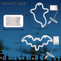 2 Pack Halloween Decoration Leds Neon Sign Light Ghost Neon Sign Bat Lights Neon Sign Hanging Neon Sign For Halloween Party Deco