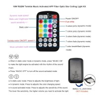 AKEPO New Version Small Size 16W RGBW Twinkle APP Fiber Optic Light 1Smaller size than regular twinkle light engine 2 Use App to control it and get rid of the remote control 3 Multiple color and modes can be controlled by APP 4 With music activated mode y