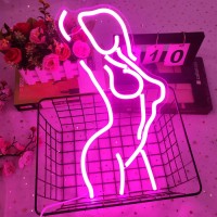 Lady Neon Signs Dimmable Lady Neon Lights Led Neon Signs Wall Decor Sign Room Decor Women Neon Lights For Bedroom Bar Man Cave Room Pub Store Club Party Wall Art Decoration(15.7X8.9 Inches,Pink)