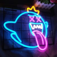 King Boo Neon Sign Ghost Led Neon Light With Dimmable Switch Gaming Neon Sign For Kids Game Room Man Cave Birthday Halloween Dec