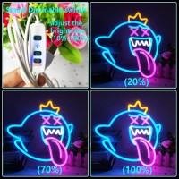 King Boo Neon Sign Ghost Led Neon Light With Dimmable Switch Gaming Neon Sign For Kids Game Room Man Cave Birthday Halloween Dec