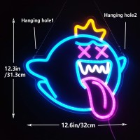 King Boo Neon Sign Ghost Led Neon Light With Dimmable Switch Gaming Neon Sign For Kids Game Room Man Cave Birthday Halloween Dec