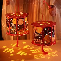 4Pcs Red Chinese Midautumn Festival Lantern Diy Chinese Traditional Hand Made Lanterns About The Ancient Moon Festival Home Hol