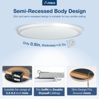 Amico 12 Pack 7 Inch 5Cct Slim Led Semirecessed Ceiling Light With Junction Box Fit 3565 Inch Hole 2700K3000K4000K5000K