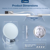 Amico 12 Pack 7 Inch 5Cct Slim Led Semirecessed Ceiling Light With Junction Box Fit 3565 Inch Hole 2700K3000K4000K5000K