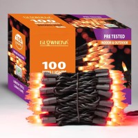 Glownova Brown Wireorangeincandescent Bulb 100 Mini String Lights For Indoor Halloween Tree Home Party Festival Decoration