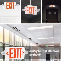 4 Pack Red Led Exit Sign With Emergency Lights,Two Led Adjustable Head Emergency Exit Lights With Battery Backup, Dual Led Lamp Abs Fire Resistance Ul-Listed 120-277V (4)