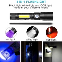 Super Bright 1800 Lumen Flashlight, Usb Rechargeable 395Nm Uv Light Torch With Magnet Base For Camping Hiking (Blacklight-7Modes-1Piece-With Battery)