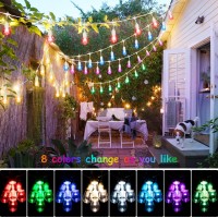 Shine Hai 2-Pack 48Ft Outdoor Rgb String Lights, Cafe Led String Lights With 30+5 Shatterproof Edison Bulbs, Remote Dimmable Commercial String Lights For Patio,Party,Backyard