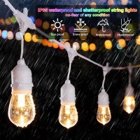 Shine Hai 2-Pack 48Ft Outdoor Rgb String Lights, Cafe Led String Lights With 30+5 Shatterproof Edison Bulbs, Remote Dimmable Commercial String Lights For Patio,Party,Backyard