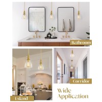 Hanass Pendant Lights, Brushed Gold Pendant Lighting For Kitchen Island, Clear Glass Pendant Light Fixtures, Hanging Light Fixtures With Adjustable Height, Md89426-A