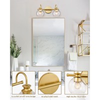 Hanass Bathroom Vanity Light Fixtures 15 Inch 2Light Globe Bathroom Light Fixtures With Clear Glass Shades Gold Finish Mba12