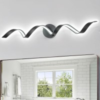 Huoku Dimmable Modern Led Bathroom Vanity Lights 32 Inch 20W Spiral Design Black Wall Light Fixtures For Bathroom Living Room