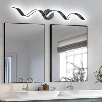 Huoku Dimmable Modern Led Bathroom Vanity Lights 32 Inch 20W Spiral Design Black Wall Light Fixtures For Bathroom Living Room