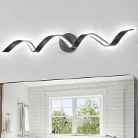 Huoku Dimmable Modern Led Bathroom Vanity Lights 32 Inch 20W Spiral Design Black Wall Light Fixtures For Bathroom Living Room