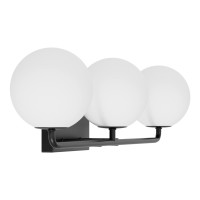 Tipace Mid Century Modern Bathroom Vanity Lights Fixtures 3Light Black Milk White Globe Glass Industrial Vanity Lighting Over M