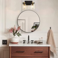 Atocif 2 Light Bathroom Vanity Light Fixtures, Black And Gold Vanity Light Above Mirror With Clear Glass Shade, Modern Wall Sconce Black With Bronze Vintage