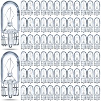 Honoson 1/4 Wedge Base 12V 5W Bulb Clear Krypton Light Bulb For Landscape, Rv And Cabinet Lighting (100 Pieces)