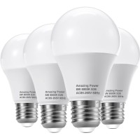 Amazing Power E26 Led Bulb, 40W Equivalent Medium Base Light Bulb, Non-Dimmable, Daylight White 5000K, 6W Bright White Led Bulbs For Home Lighting Lamp, 4-Pack