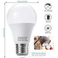 Amazing Power E26 Led Bulb, 40W Equivalent Medium Base Light Bulb, Non-Dimmable, Daylight White 5000K, 6W Bright White Led Bulbs For Home Lighting Lamp, 4-Pack