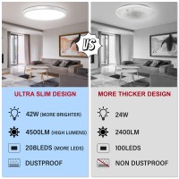 Lzhome Led Ceiling Light 42W 4500Lm Ultrathin Surface Mount Light Fixtures 158 Inch 3000K4500K6000K 3Cct Selectable Flush