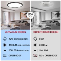 Lzhome Led Ceiling Light 42W 4500Lm Ultrathin Surface Mount Light Fixtures 158 Inch 3000K4500K6000K 3Cct Selectable Flush