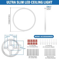 Lzhome 2Pack Led Ceiling Light 42W 4500Lm Ultrathin Surface Mount Light Fixtures 158 Inch 3000K4500K6000K 3Cct Selectable