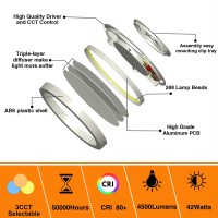 Lzhome 2Pack Led Ceiling Light 42W 4500Lm Ultrathin Surface Mount Light Fixtures 158 Inch 3000K4500K6000K 3Cct Selectable