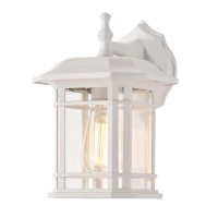 Ashop Modern Outdoor Wall Sconce 1-Light White Outdoor Wall Lantern Traditional Outdoor Wall Light With Clear Glass Shade