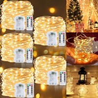 Turnmeon 5 Pack Christmas String Lights,Timer,Remote,8 Modes,Waterproof Total 500 Led 165 Ft Battery Operated Copper Wire Fairy Lights Christmas Decorations Outdoor,100 Led 33 Ft Each