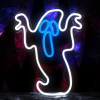 Halloween Ghost Neon Light Flickering Boo Neon Signs For Wall Decor 163X13 Inch Usb Powered Led Halloween Ghost Neon Light F