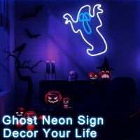 Halloween Ghost Neon Light Flickering Boo Neon Signs For Wall Decor 163X13 Inch Usb Powered Led Halloween Ghost Neon Light F