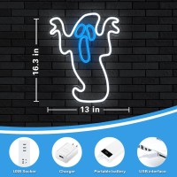 Halloween Ghost Neon Light Flickering Boo Neon Signs For Wall Decor 163X13 Inch Usb Powered Led Halloween Ghost Neon Light F