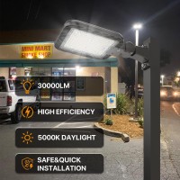 Demilare Led Parking Lot Light 200W 30000Lm 5000K Street Light With Dusk Dawn Photocell Adjustable Arm Mount Shoebox Lights 10