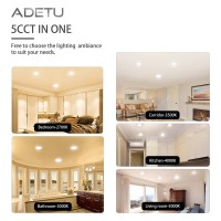 Adetu 6 Pack 4 Inch Black 5Cct Ultra-Thin Led Recessed Ceiling Light With Junction Box,Dimmable Canless Wafer Downlight,2700K-5000K Selectable,9W Eqv 80W,810Lm High Brightness,Etl Certified