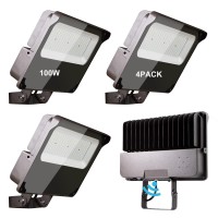 Lightdot 100W Led Flood Light Outdoor 5000K 14000Lm (600W Equivalent) Led Stadium Flood Light With Dusk To Dawn Photocell, Ip65 Waterproof Area Lightings For Parking Lot/Stadium/Backyard-4Pack