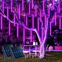 Jmexsuss 2 Pack Purple Solar Halloween Lights 16 Tube 288 Led Solar Meteor Shower Rain Lights Solar Christmas Lights Outdoor W