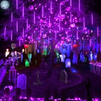 Jmexsuss 2 Pack Purple Solar Halloween Lights 16 Tube 288 Led Solar Meteor Shower Rain Lights Solar Christmas Lights Outdoor W