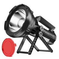 Buysight Rechargeable Spotlight Flashlight High Lumens 200000,Large Flashlight With 550 Yards Light Distance, Work Light Spot Lights Outdoor Handheld, Waterproof Searchlight With Stand&Red Lens