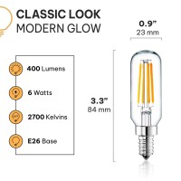 Hudson 4W Led Candelabra Light Bulb 6 Pack 2700K Dimmable T6U Shaped Warm White Chandelier Bulbs 60W Equivalent E12 Sma