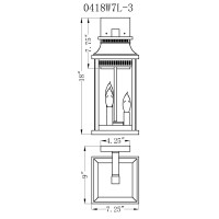 Milford 3 Light Outdoor Black Wall Lantern